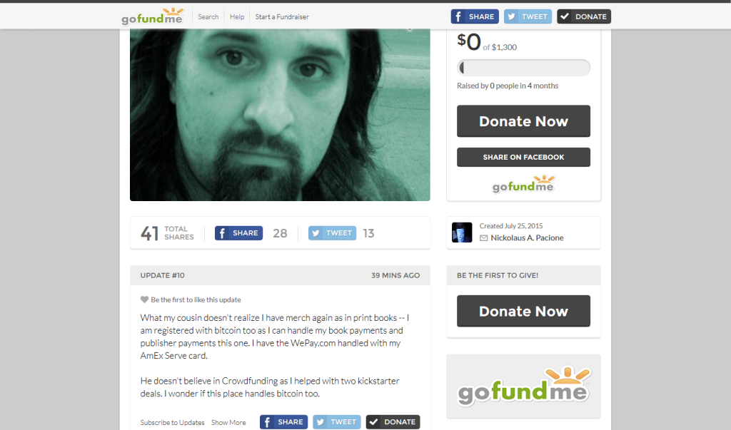 Author Pacione's Expense Fund by Nickolaus A. Pacione - GoFundMe 2015-12-02 update10