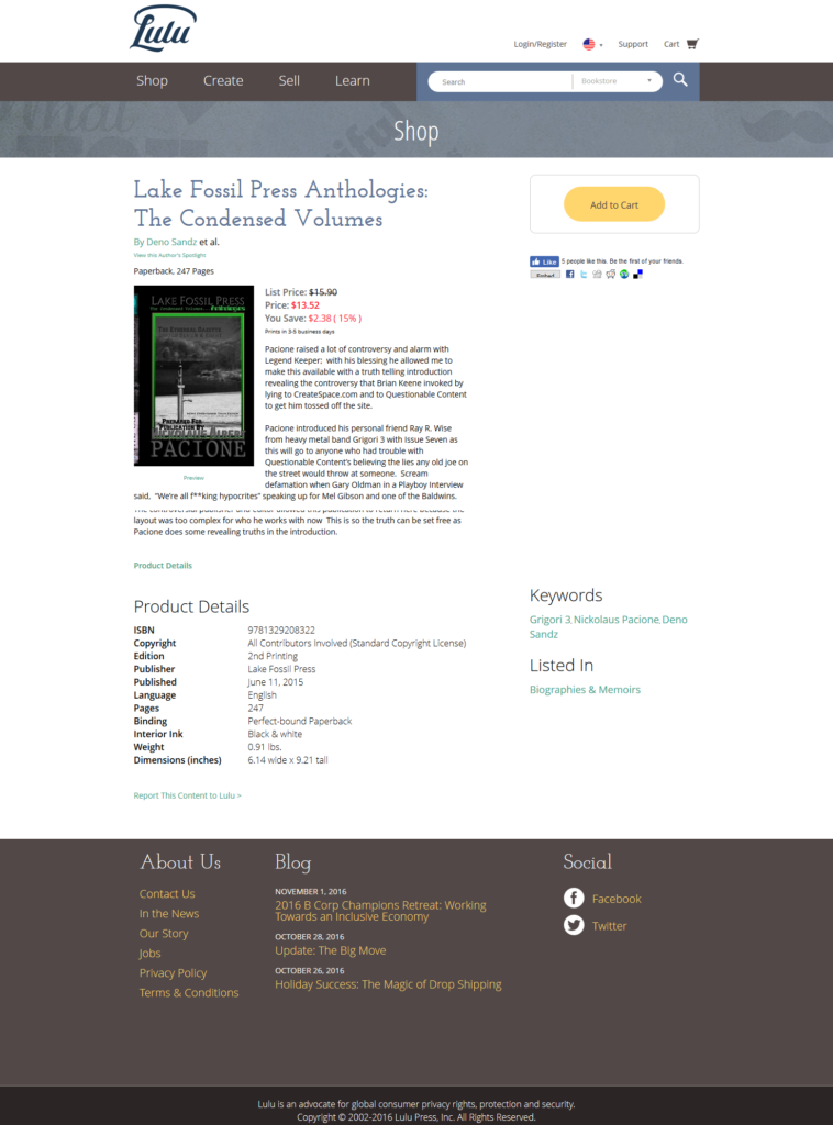 lake-fossil-press-anthologies-the-condensed-volumes-by-deno-sandz-paperback-lulu